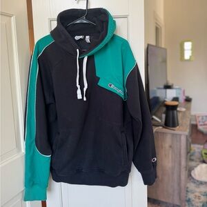 Y2K champion hooded sweatshirt medium men’s black/teal